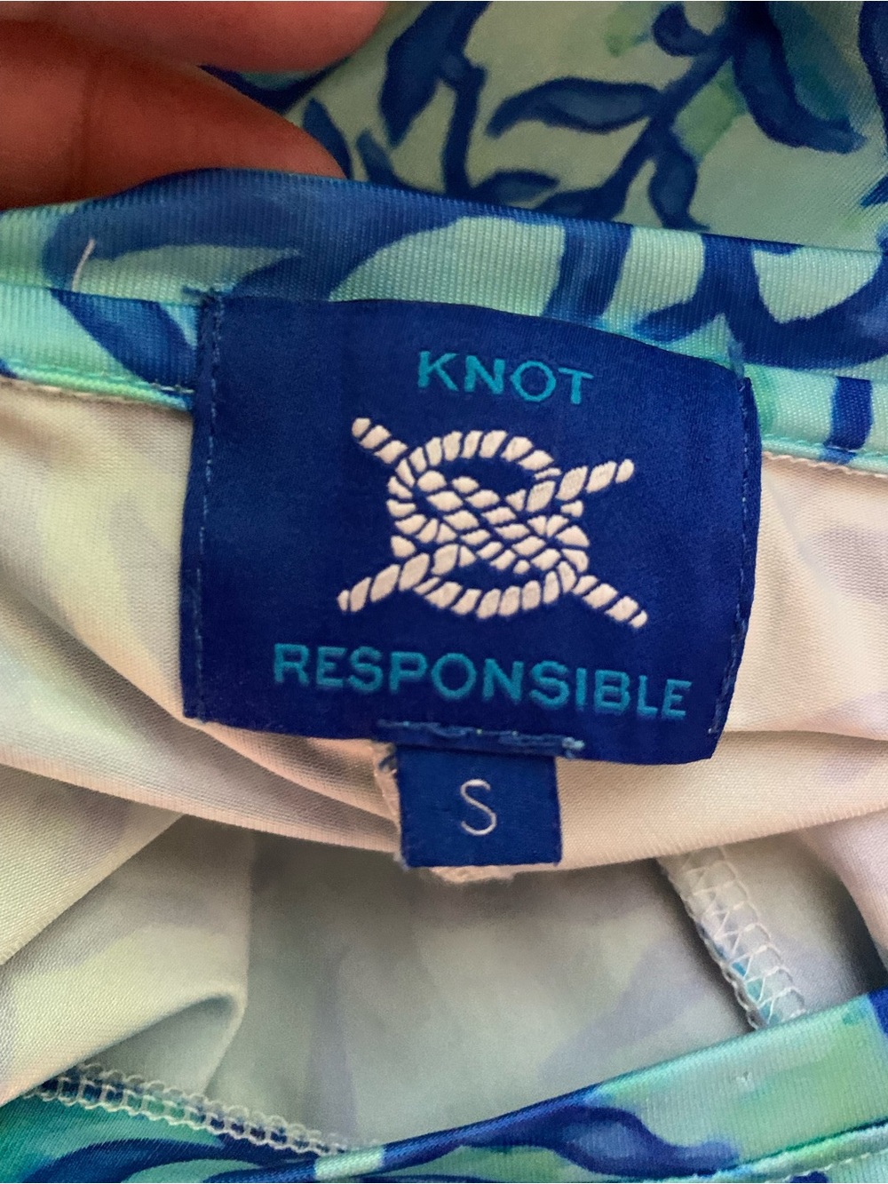 Knot Responsible Small Blue/Turquoise Stretchy Turtle Print Dress Coastal Beach - Picture 5 of 6